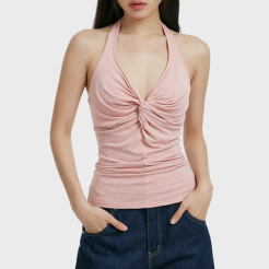Knotted Halter Neck Tank Top