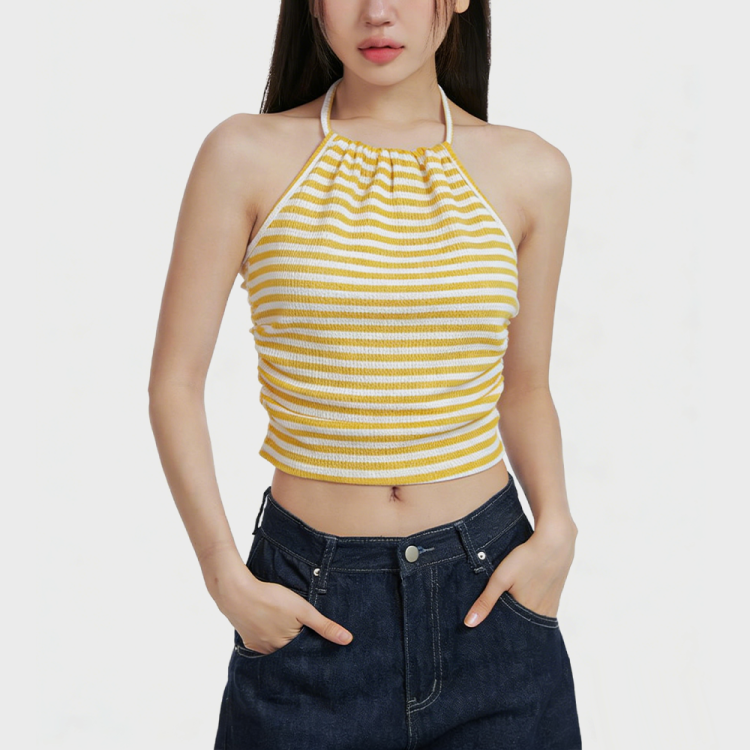 Striped Halter Neck Tank Top