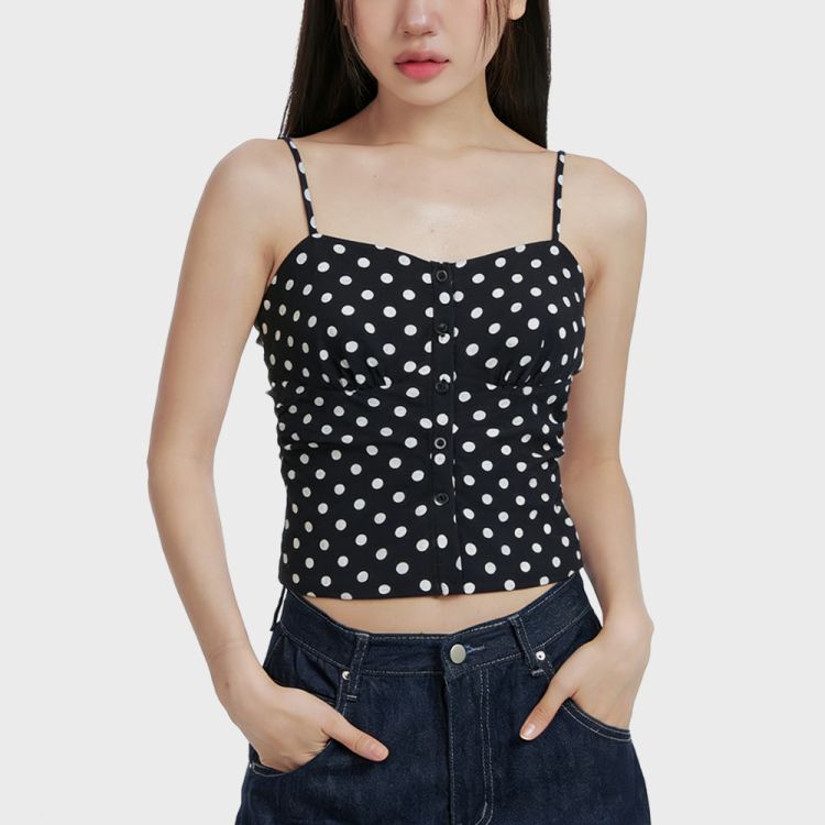 Polka Dot Tank Top with Thin Straps
