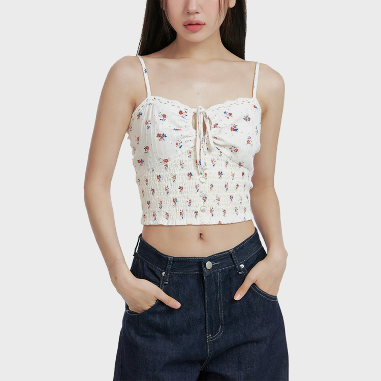 Floral Print Camisole with a Slim Fit