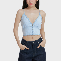Deep V-neck Blue Camisole