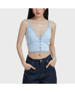 Deep V-neck Blue Camisole
