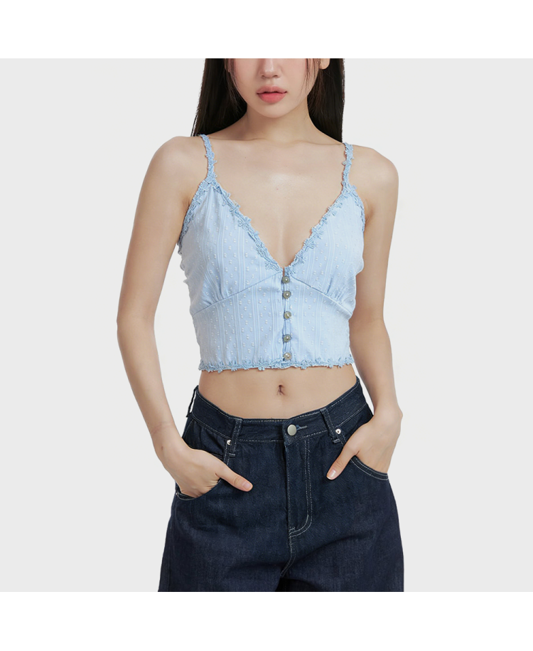 Deep V-neck Blue Camisole