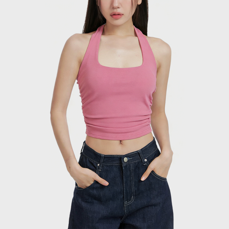 Solid Color Halter Neck Tank Top