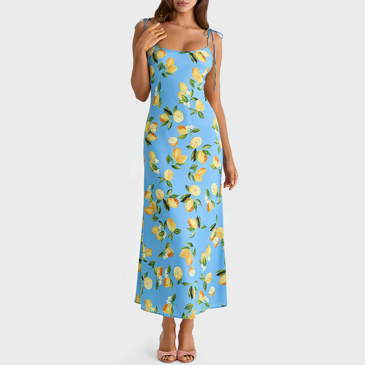 Lemon Print Slip Dress