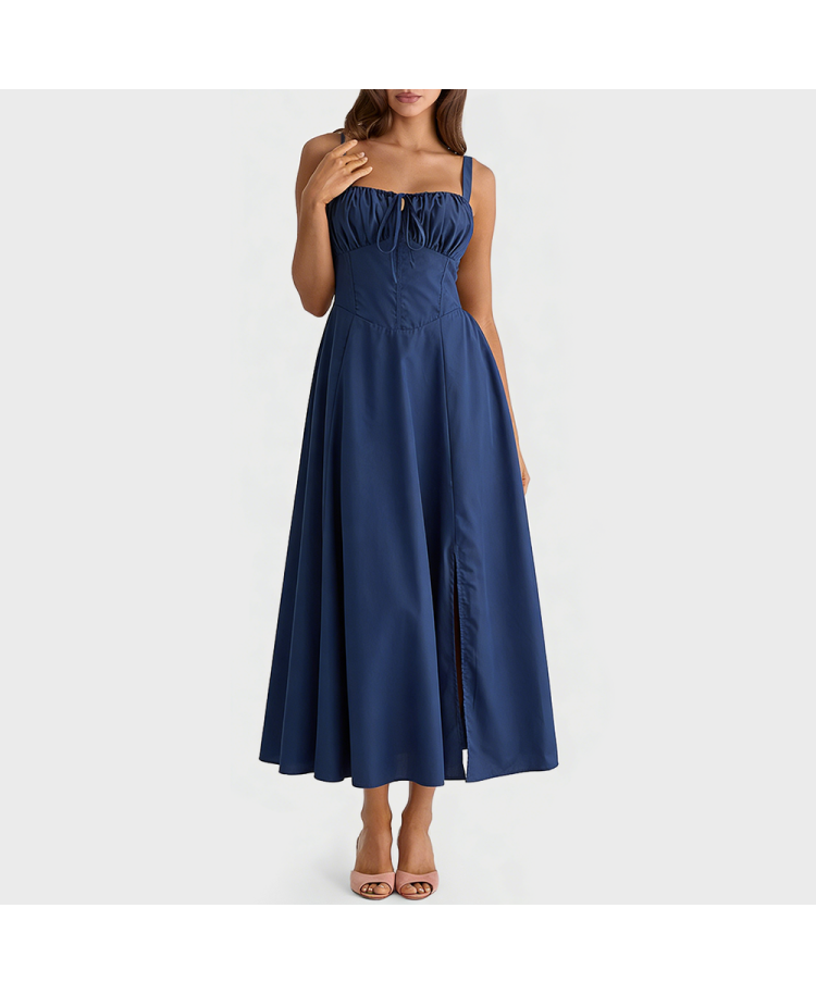 Blue Square Neck Slip Dress