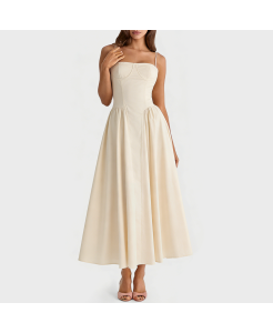 Apricot Retro Square Neck Dress