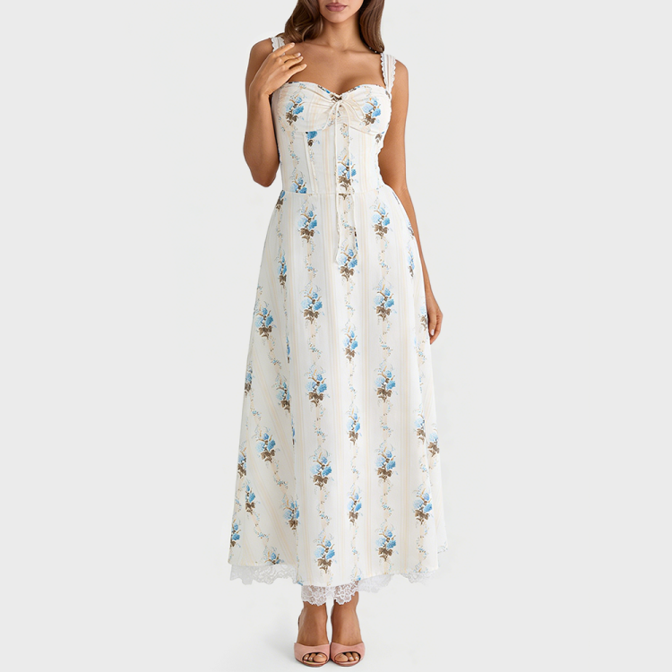 Blue Floral Print Sundress