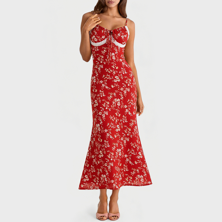 Red Floral Print Sundress