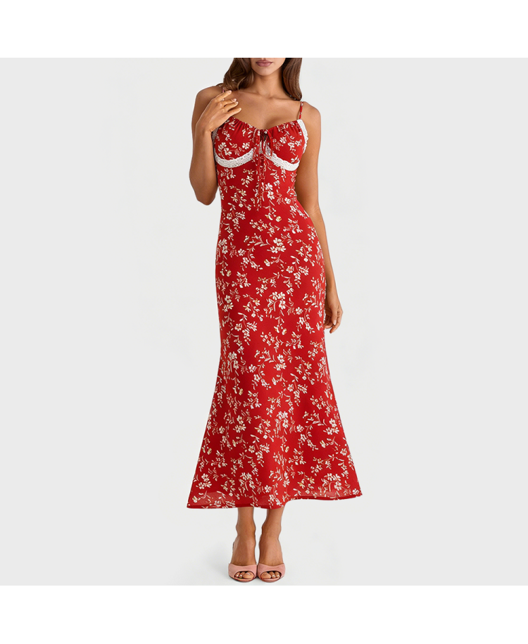 Red Floral Print Sundress