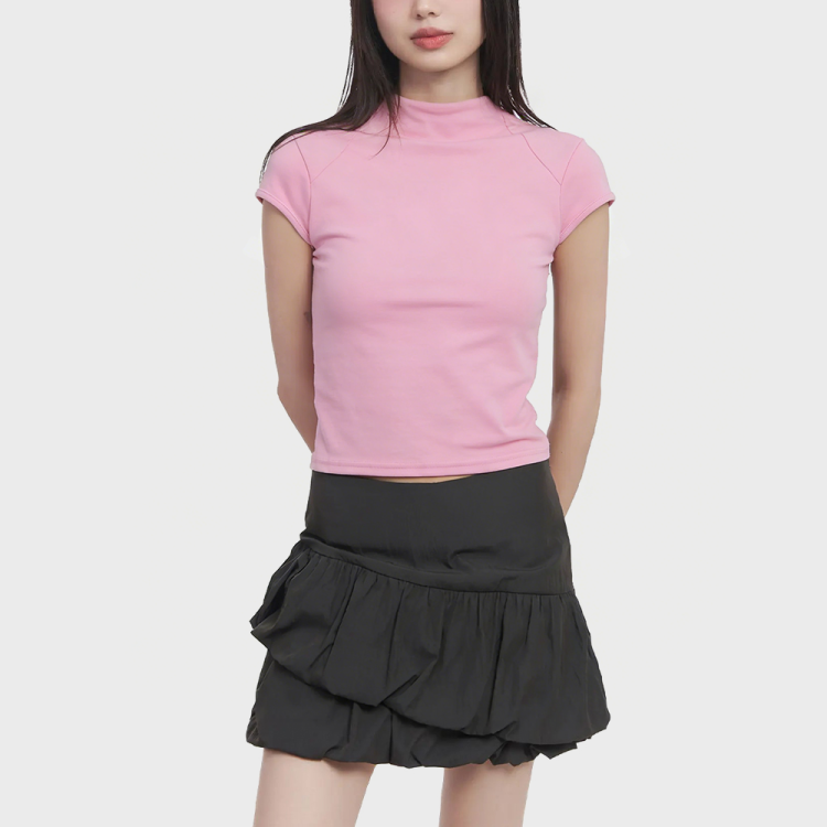 High-Neck Short-Sleeve Top