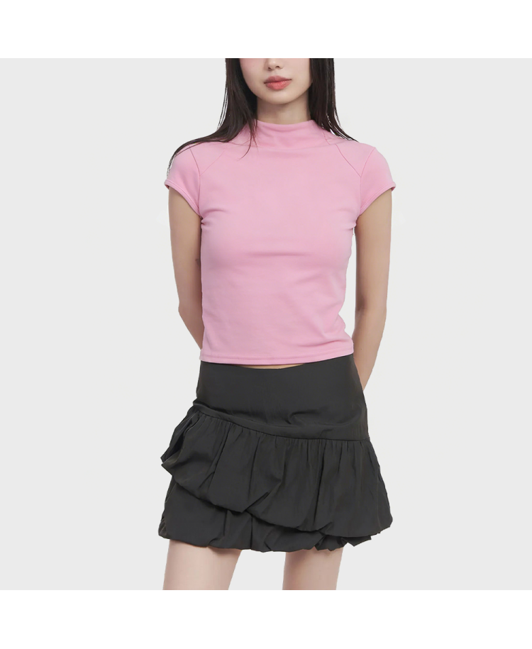High-Neck Short-Sleeve Top