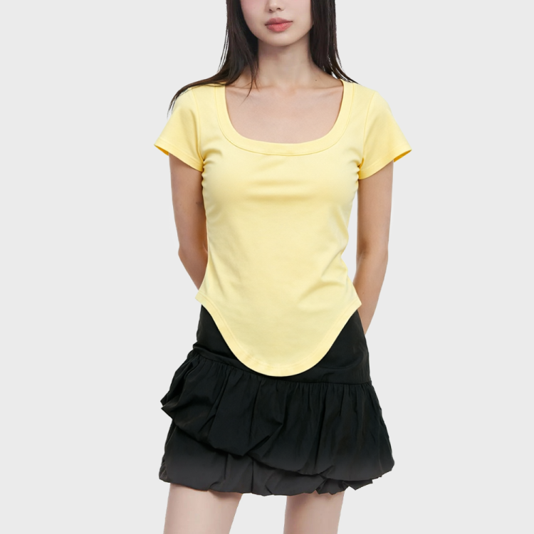 U-Neck Slim Fit Short-Sleeve Top