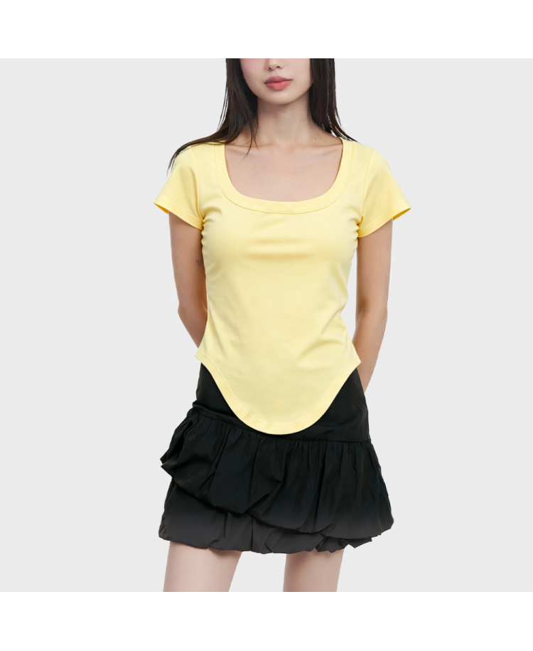 U-Neck Slim Fit Short-Sleeve Top