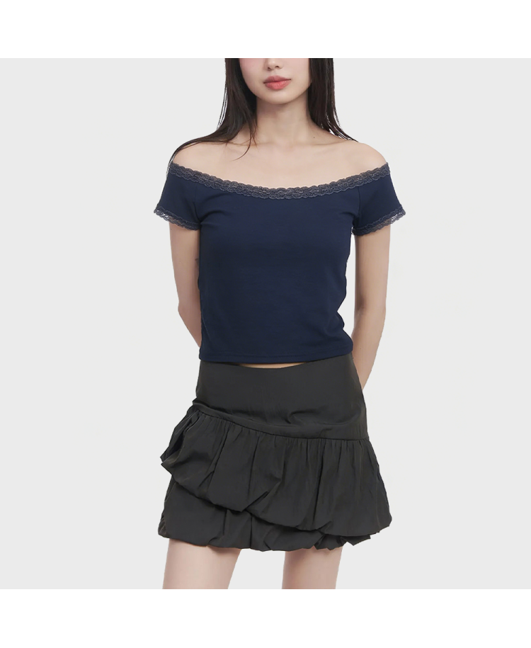 Lace Collar Short-Sleeve Top