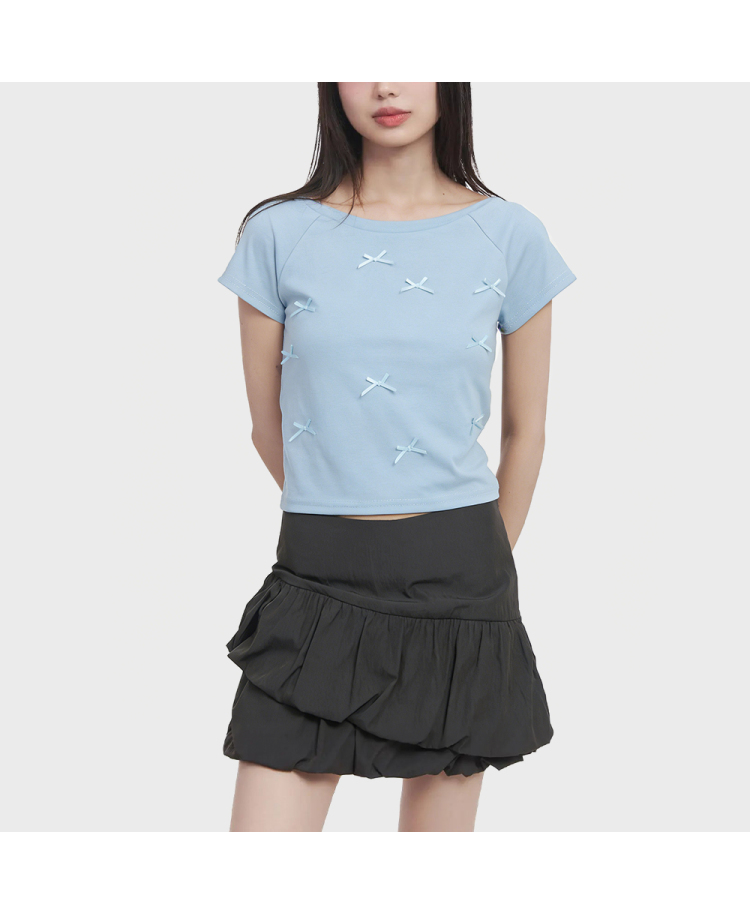 3D Bow Short-Sleeve Top