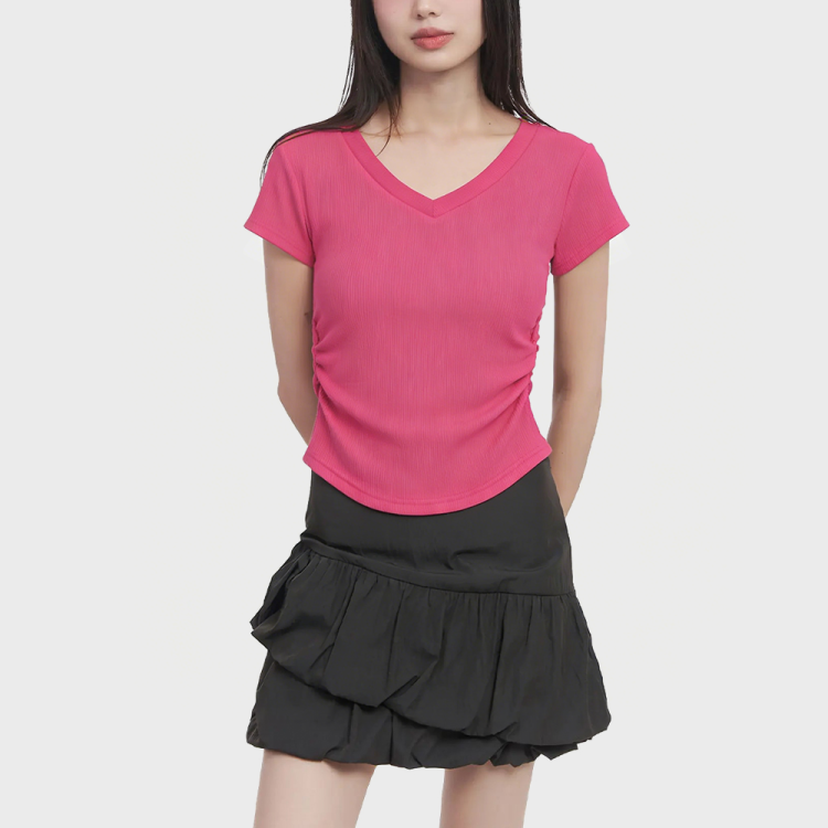 Versatile V-neck Short-sleeved Top