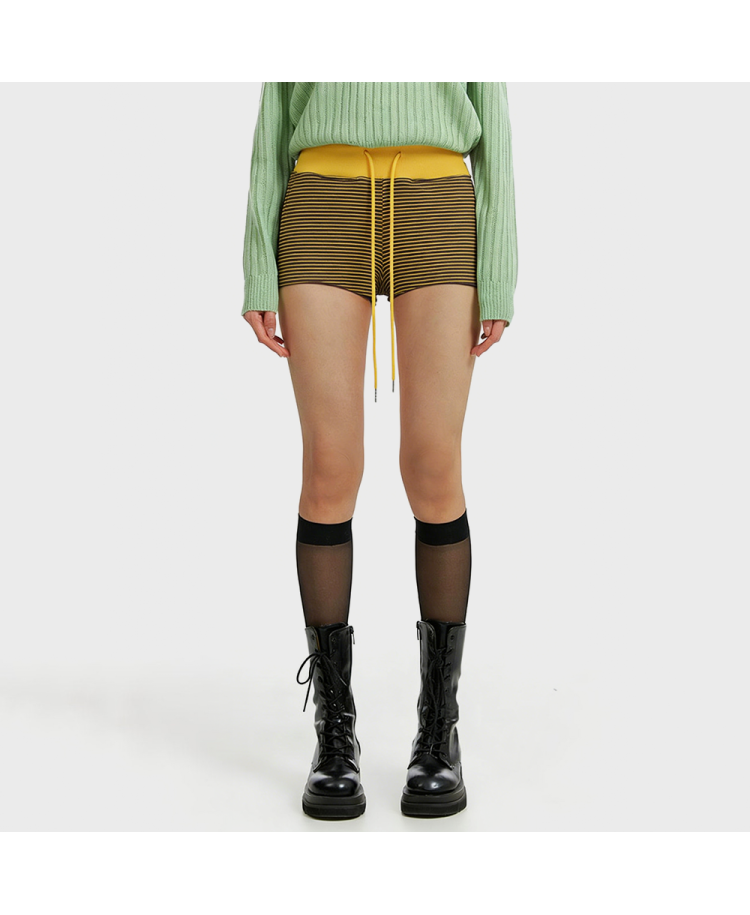 Color-Blocked Striped Athletic Shorts