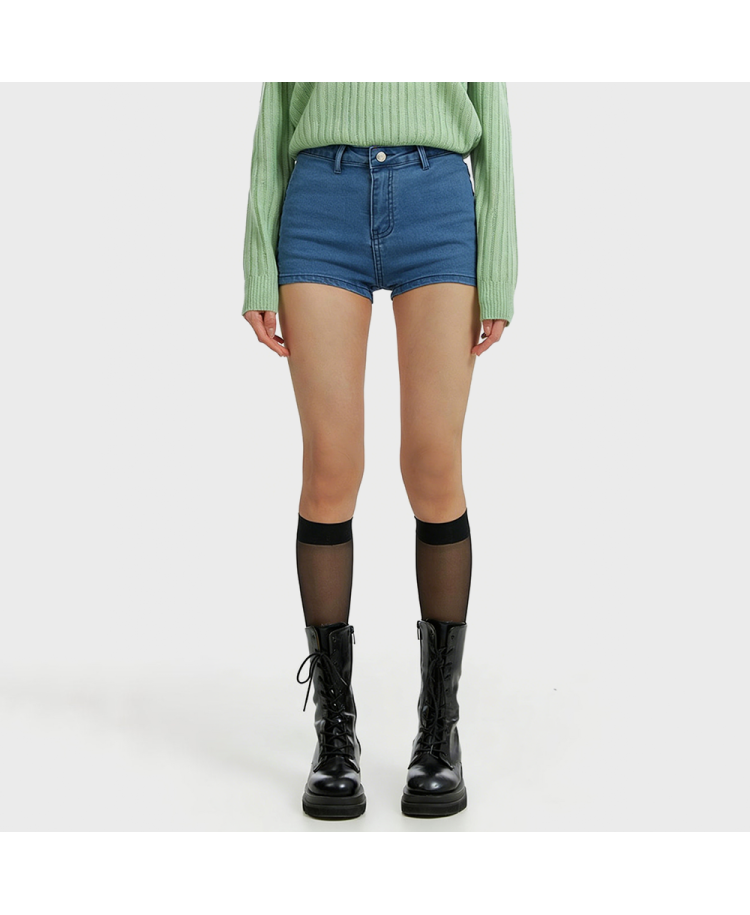 Solid Color Slim Fit Denim Shorts