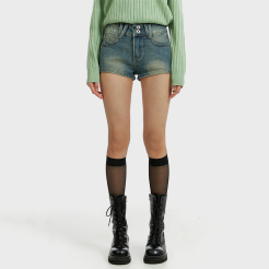 Washed Denim Shorts