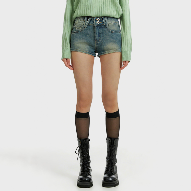 Washed Denim Shorts