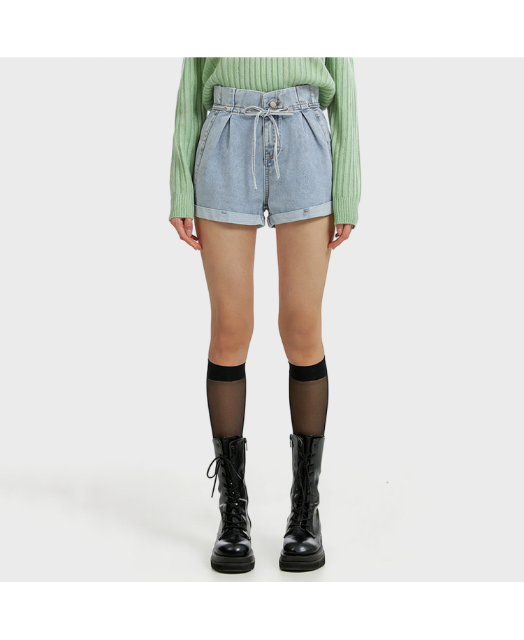 A-line Wide-Leg Denim Shorts