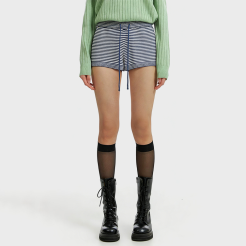 Striped Drawstring Knit Shorts with Elastic Waist
