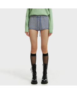 Striped Drawstring Knit Shorts with Elastic Waist