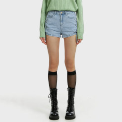 A-line Crossover Lace-up Denim Shorts