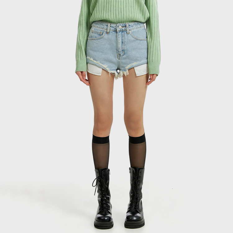 Distressed Frayed Hem Denim Shorts